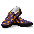 Halloween Bat And Moon Pattern Print Black Slip On Sneakers