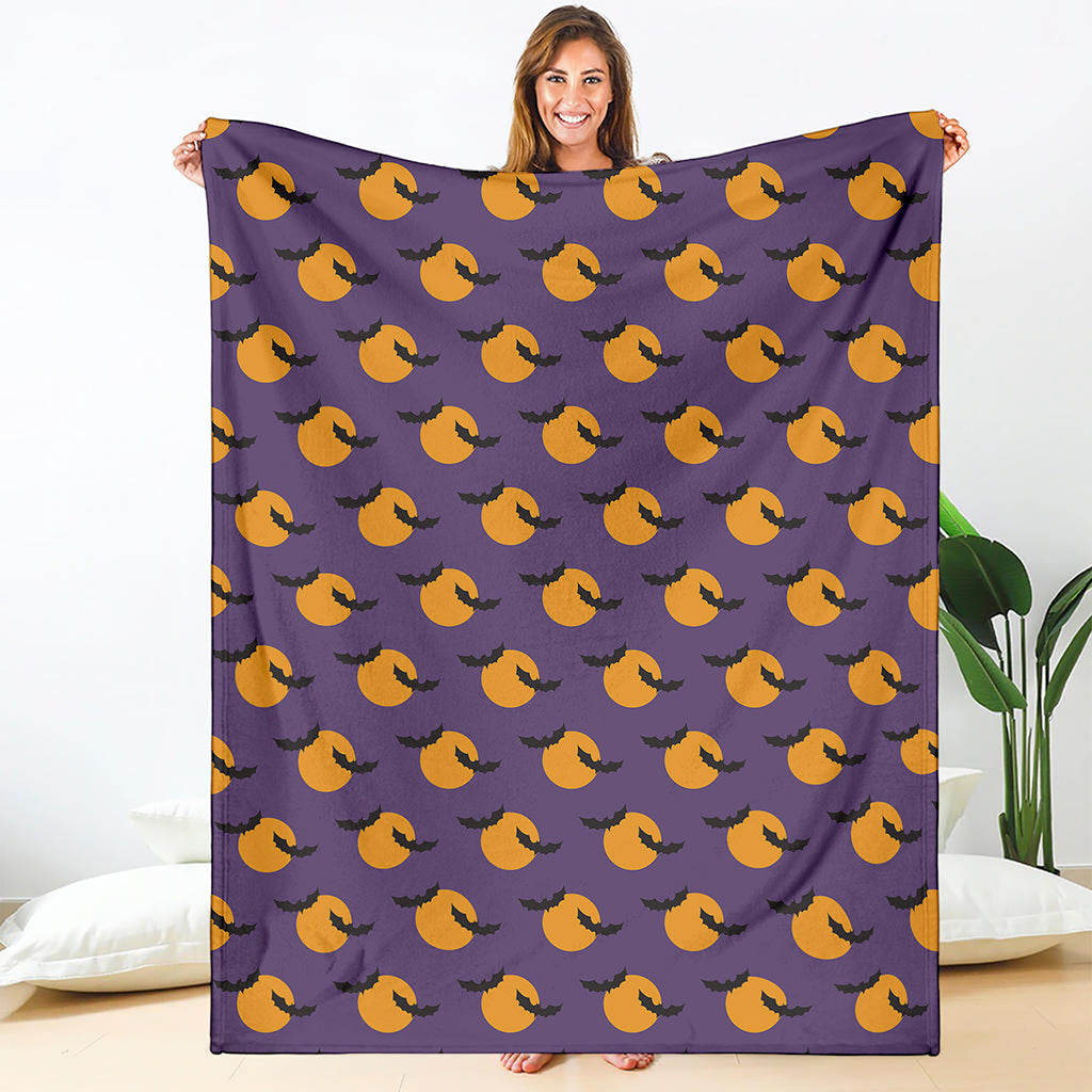 Halloween Bat And Moon Pattern Print Blanket