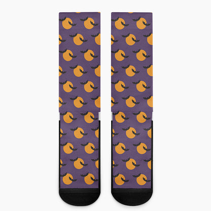 Halloween Bat And Moon Pattern Print Crew Socks