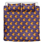 Halloween Bat And Moon Pattern Print Duvet Cover Bedding Set