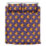 Halloween Bat And Moon Pattern Print Duvet Cover Bedding Set