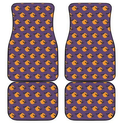 Halloween Bat And Moon Pattern Print Front and Back Car Floor Mats
