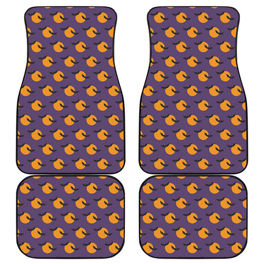 Halloween Bat And Moon Pattern Print Front and Back Car Floor Mats