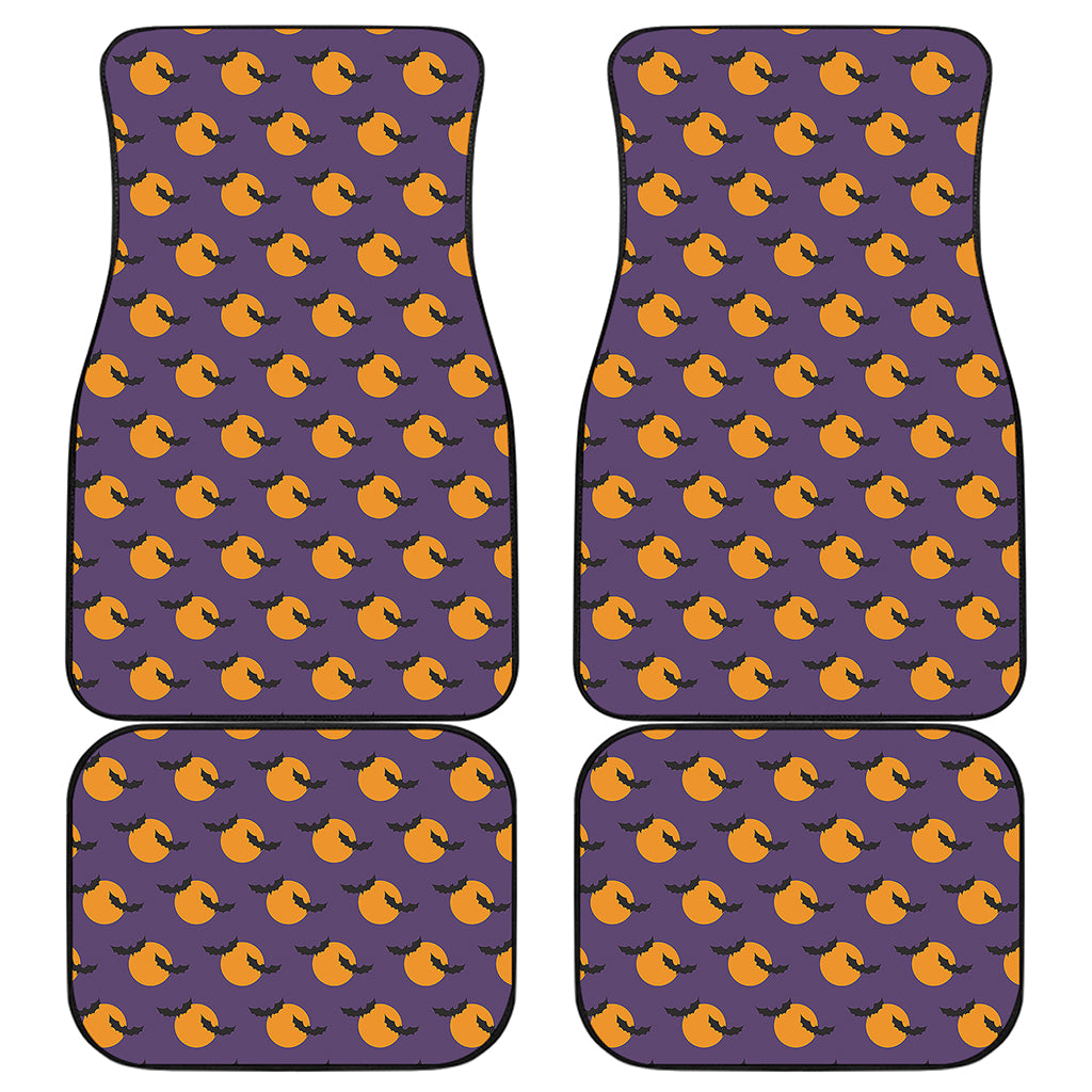 Halloween Bat And Moon Pattern Print Front and Back Car Floor Mats