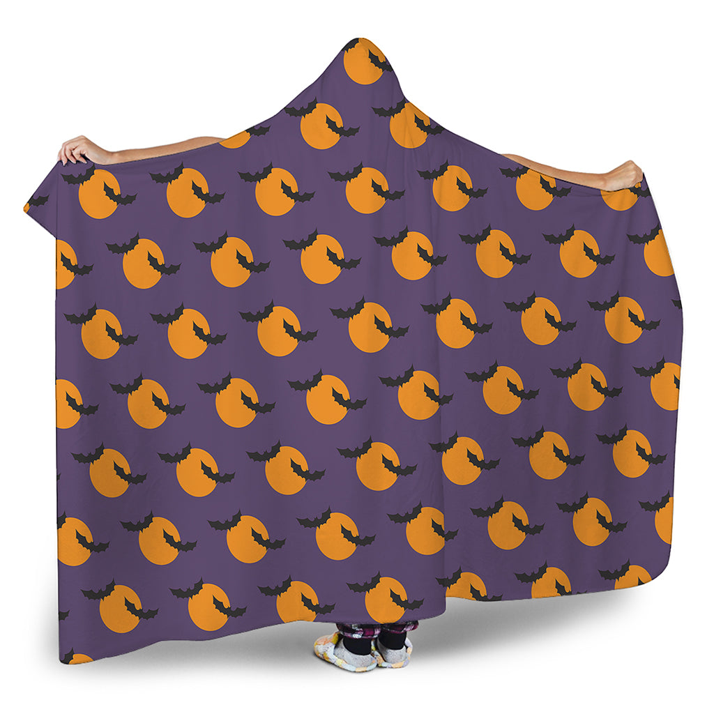Halloween Bat And Moon Pattern Print Hooded Blanket
