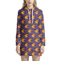 Halloween Bat And Moon Pattern Print Pullover Hoodie Dress