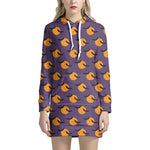 Halloween Bat And Moon Pattern Print Hoodie Dress