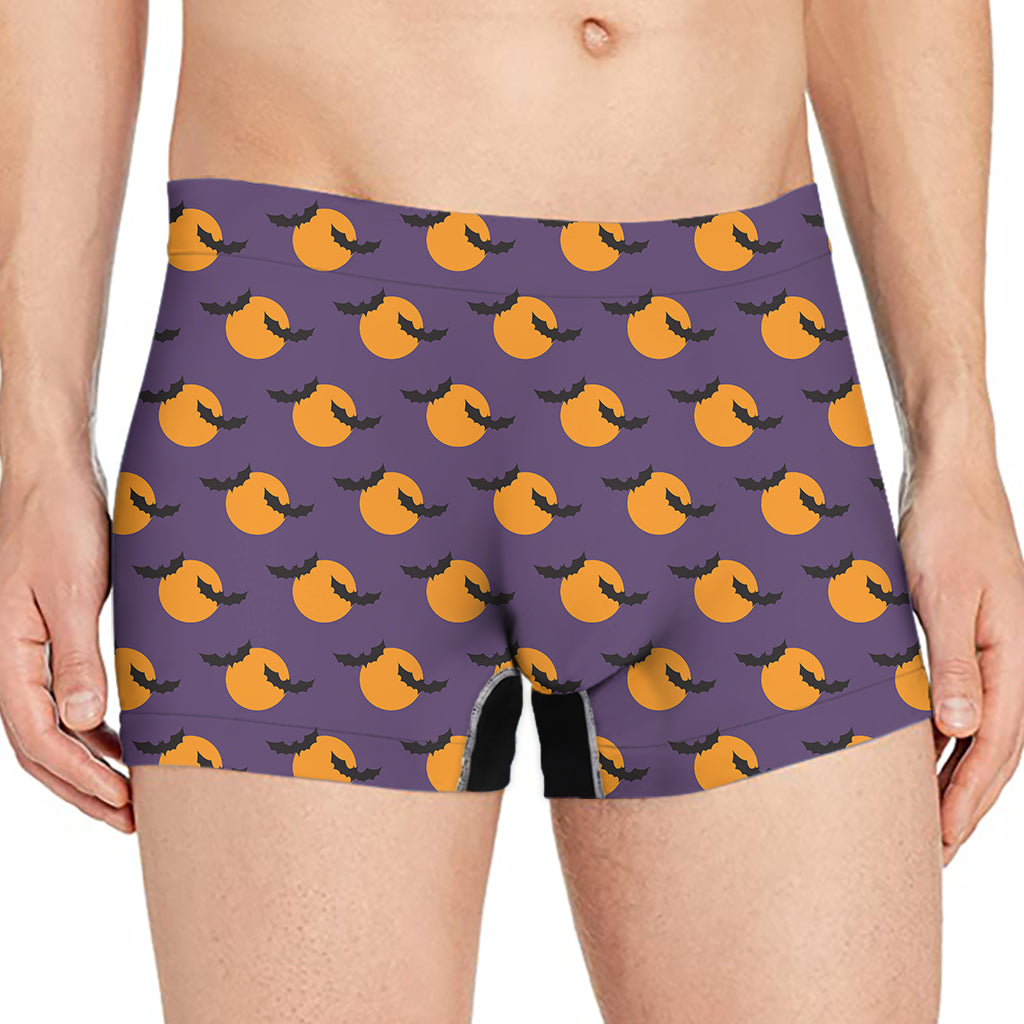 Halloween Bat And Moon Pattern Print Men's Boxer Briefs