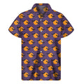 Halloween Bat And Moon Pattern Print Men's Short Sleeve Shirt