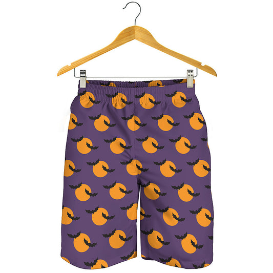 Halloween Bat And Moon Pattern Print Men's Shorts