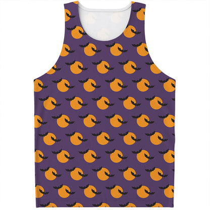 Halloween Bat And Moon Pattern Print Men's Tank Top