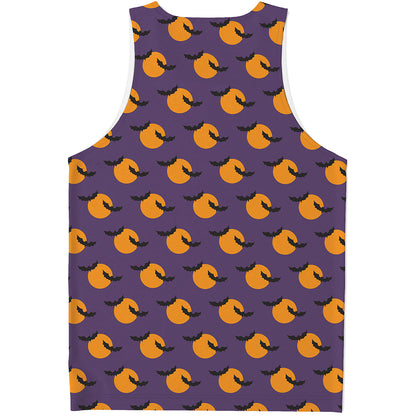 Halloween Bat And Moon Pattern Print Men's Tank Top