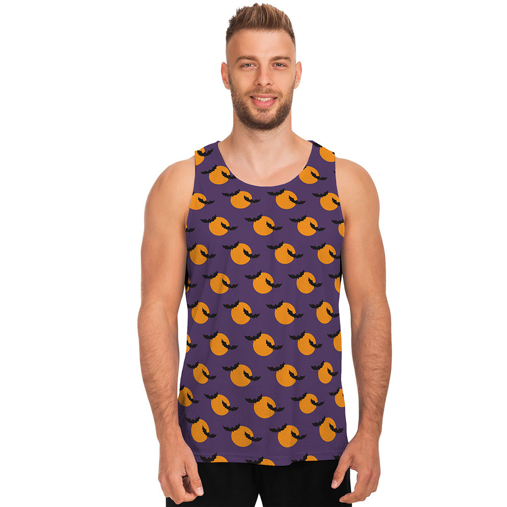 Halloween Bat And Moon Pattern Print Men's Tank Top