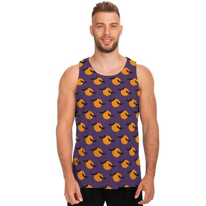 Halloween Bat And Moon Pattern Print Men's Tank Top