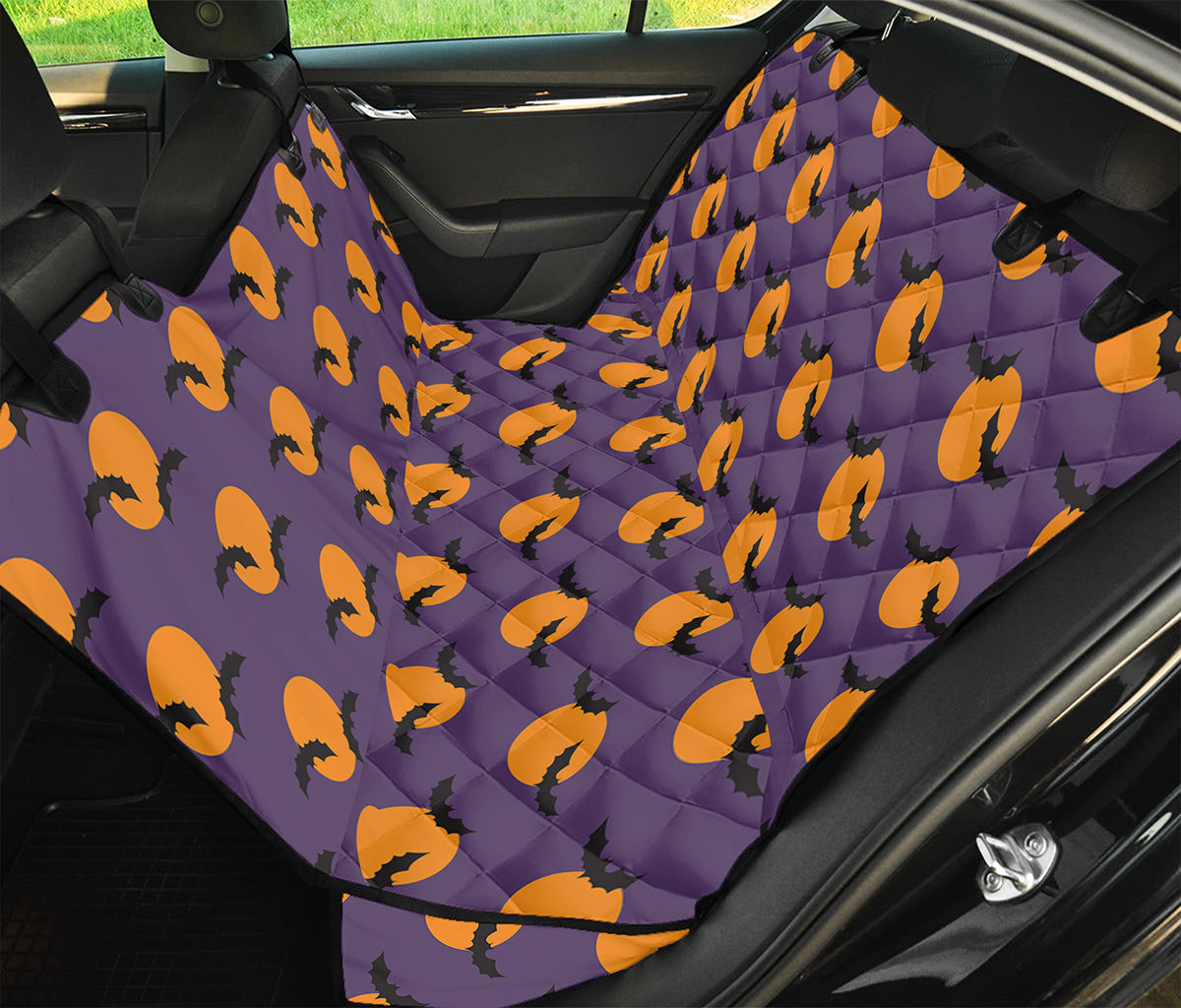 Halloween Bat And Moon Pattern Print Pet Car Back Seat Cover
