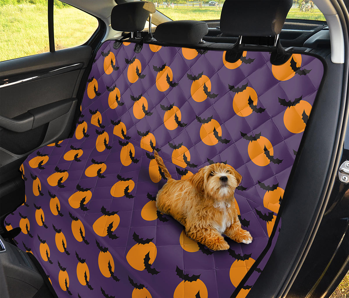Halloween Bat And Moon Pattern Print Pet Car Back Seat Cover