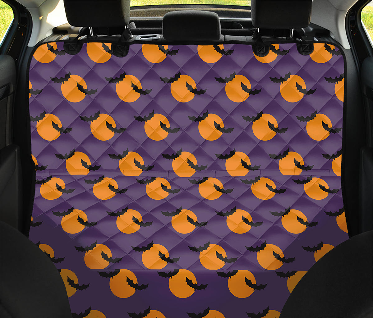Halloween Bat And Moon Pattern Print Pet Car Back Seat Cover