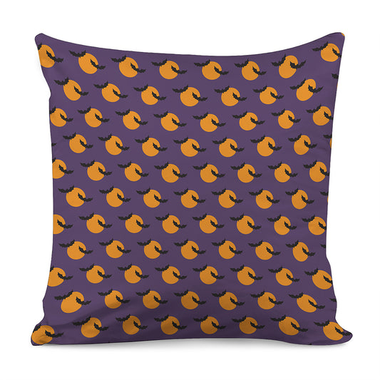 Halloween Bat And Moon Pattern Print Pillow Cover