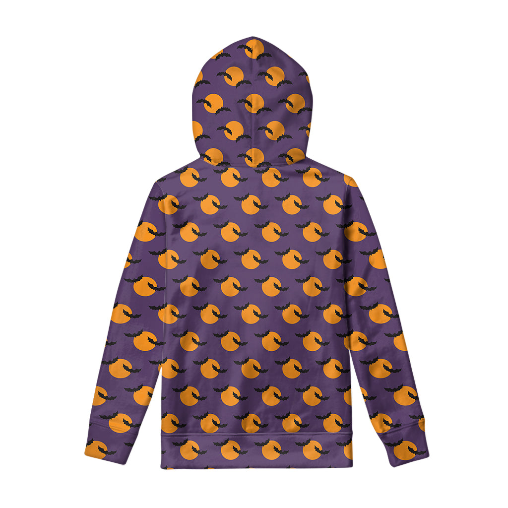 Halloween Bat And Moon Pattern Print Pullover Hoodie