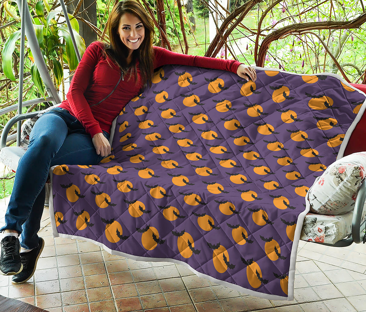 Halloween Bat And Moon Pattern Print Quilt