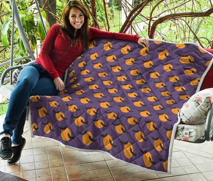 Halloween Bat And Moon Pattern Print Quilt