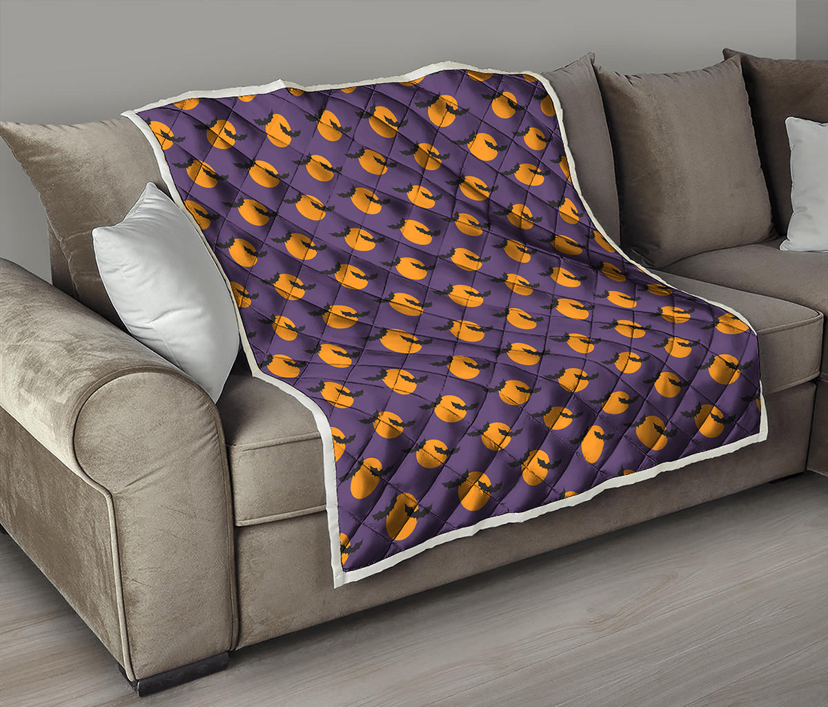 Halloween Bat And Moon Pattern Print Quilt