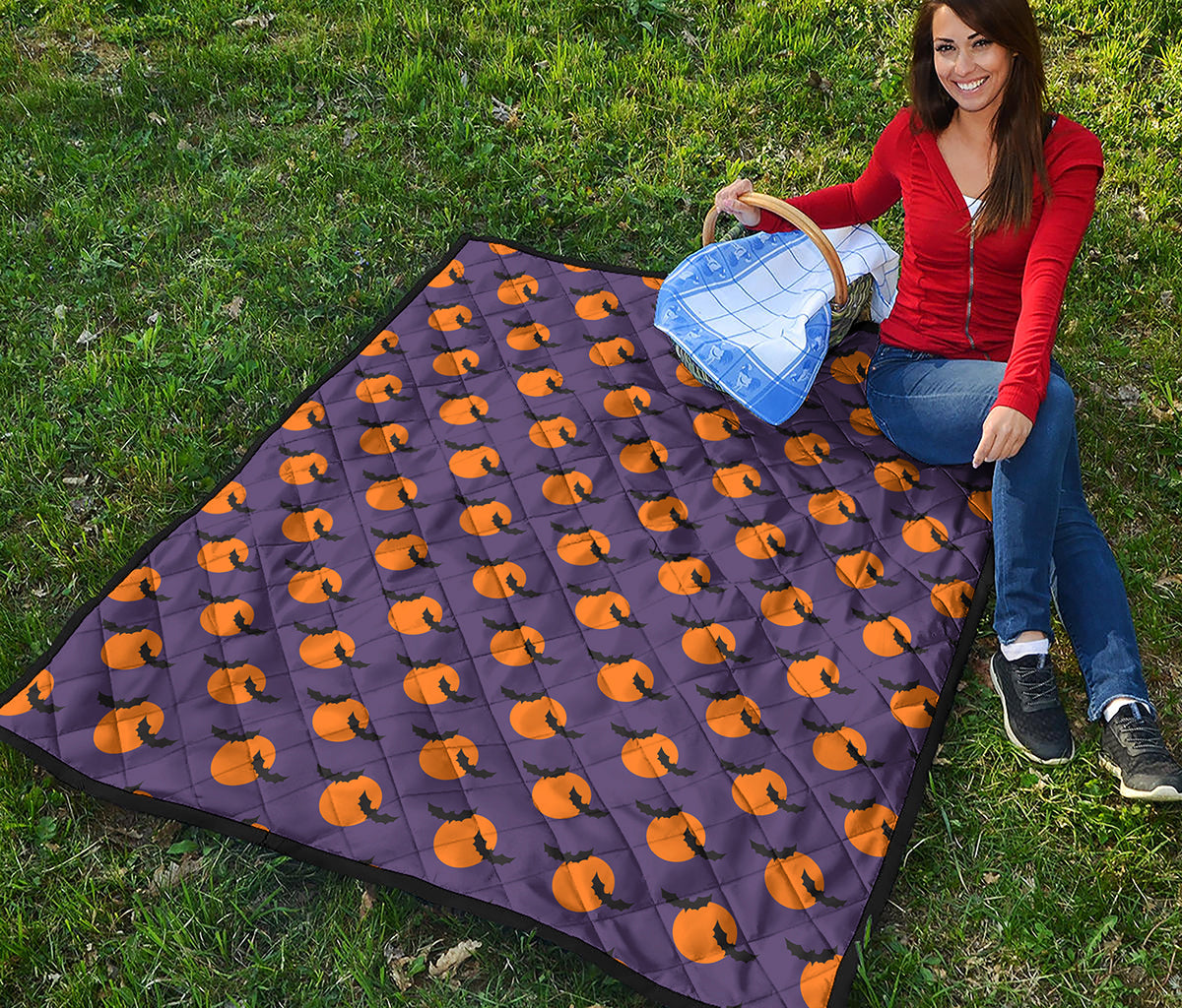 Halloween Bat And Moon Pattern Print Quilt