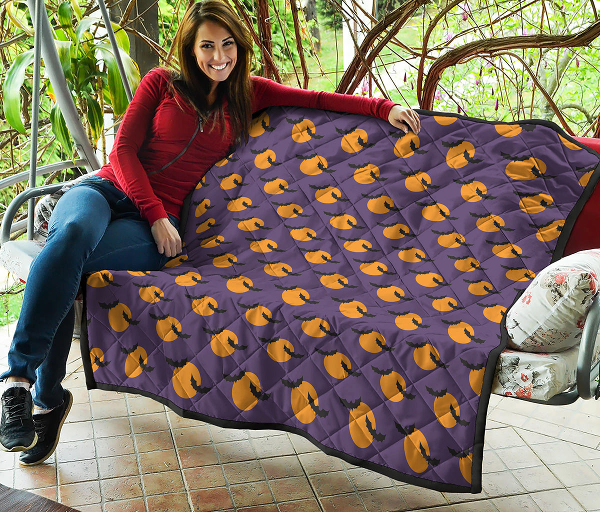 Halloween Bat And Moon Pattern Print Quilt