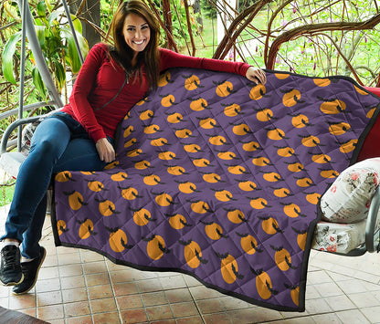 Halloween Bat And Moon Pattern Print Quilt
