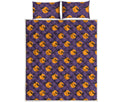 Halloween Bat And Moon Pattern Print Quilt Bed Set