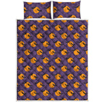Halloween Bat And Moon Pattern Print Quilt Bed Set