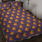 Halloween Bat And Moon Pattern Print Quilt Bed Set