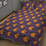 Halloween Bat And Moon Pattern Print Quilt Bed Set