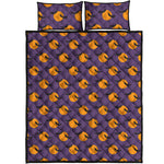 Halloween Bat And Moon Pattern Print Quilt Bed Set