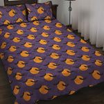 Halloween Bat And Moon Pattern Print Quilt Bed Set