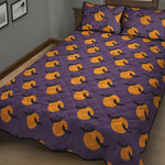 Halloween Bat And Moon Pattern Print Quilt Bed Set