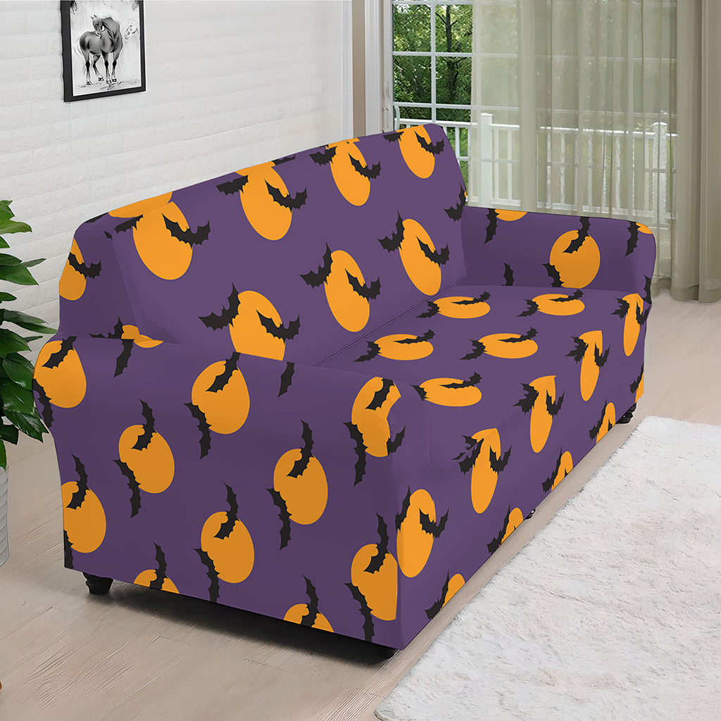 Halloween Bat And Moon Pattern Print Sofa Cover