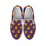 Halloween Bat And Moon Pattern Print White Slip On Shoes
