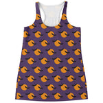 Halloween Bat And Moon Pattern Print Women's Racerback Tank Top
