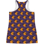 Halloween Bat And Moon Pattern Print Women's Racerback Tank Top