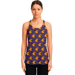 Halloween Bat And Moon Pattern Print Women's Racerback Tank Top