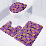 Halloween Bat And Pumpkin Pattern Print 3 Piece Bath Mat Set