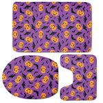 Halloween Bat And Pumpkin Pattern Print 3 Piece Bath Mat Set