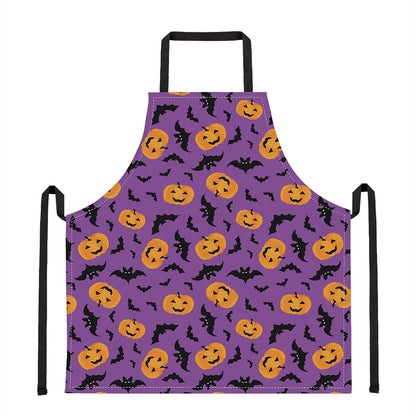 Halloween Bat And Pumpkin Pattern Print Apron