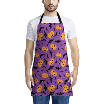 Halloween Bat And Pumpkin Pattern Print Apron