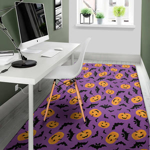 Halloween Bat And Pumpkin Pattern Print Area Rug