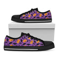 Halloween Bat And Pumpkin Pattern Print Black Low Top Sneakers
