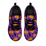 Halloween Bat And Pumpkin Pattern Print Black Sneakers