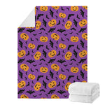 Halloween Bat And Pumpkin Pattern Print Blanket