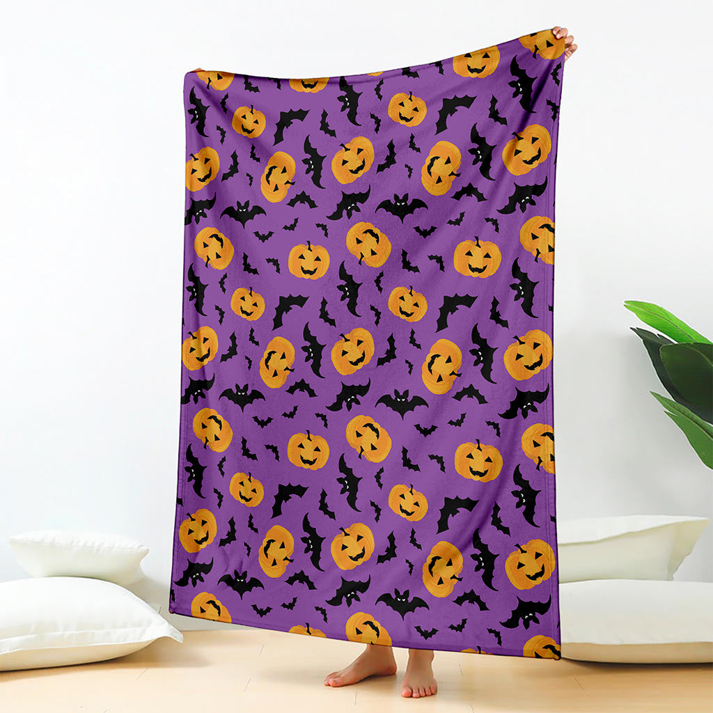 Halloween Bat And Pumpkin Pattern Print Blanket